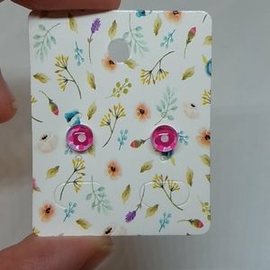 Hand painted, glass ear studs